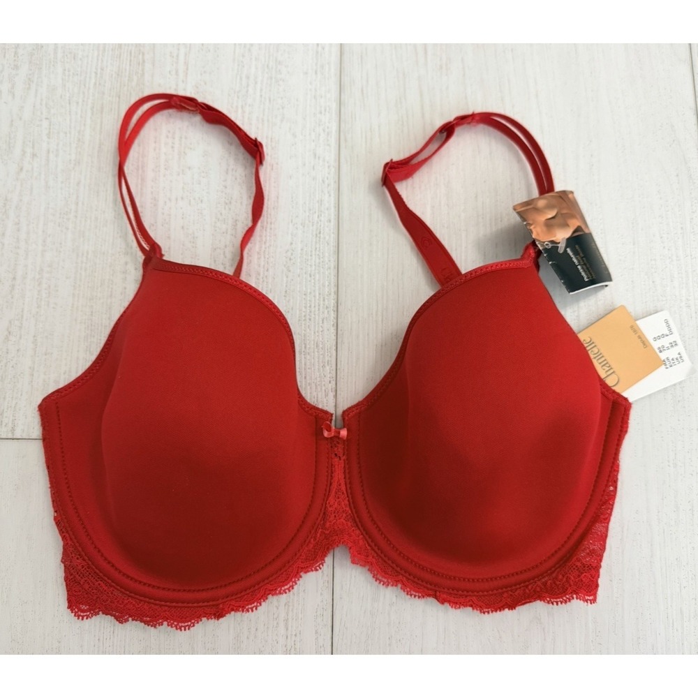 NWT Chantelle DEPUIS 1876 Comfort Lined Underwire Bra Sz 32DDDD Red